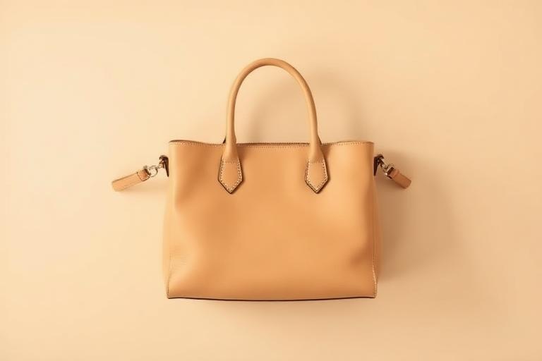 Leather handbag product ad